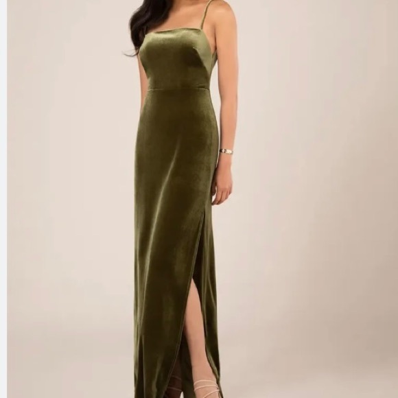 Sorella Vita bridal garden green velvet maxi dress formal stretch fabric size 4 - Picture 1 of 15